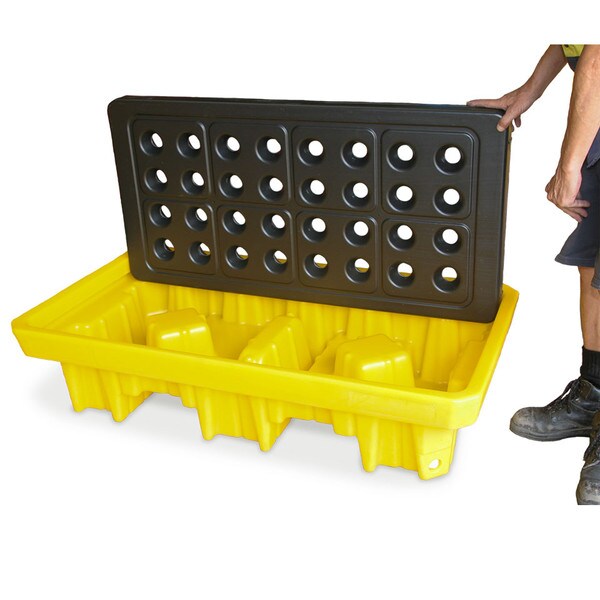 2 Drum Containment Pallet | Two Drum Pallet | Heavy Duty Grates | Ecospill Spill Kits | Australia